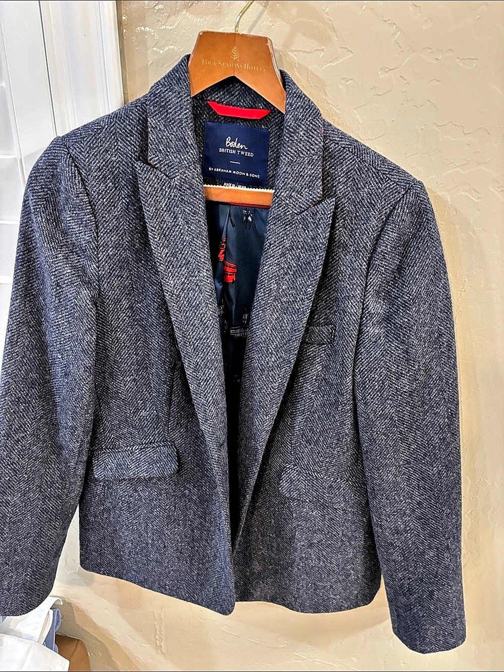Women’s Boden British Tweed by Abraham Moon & Sons Blazer Gray & Blue size US10R